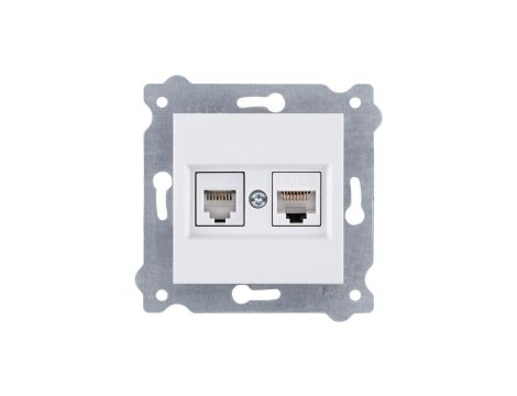 Gniazdo komputerowe kat.6 + gniazdo telefoniczne ( Kat. 6, Kat. 3, RJ45, RJ11 ) Biały 256/01