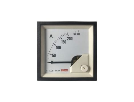 Amperomierz analogowy panelowy 10 (Input) A, 200/5 (CT) A, 400 (Scle) A AC -10C do +65C RS PRO