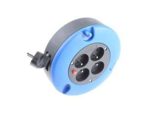 5m Przedłużacz bębnowy 5m 1 mm 4 gniazda 10A 230 V AC CEE 7/7 niemieckie Schuko/francuskie Czarny PVC Typ E - gniazdo