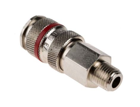 Szybkozłączka pneumatyczna, materiał Mosiądz, złącze R 1/4 męskie, RS PRO PLC 60, Rectus 19