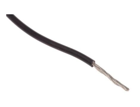 Przewód o podwyższonej odporności ETFE Czarny, 100m 19/0,12 mm, 600 V, -75 → +150C, Ø 1.15mm, RS PRO