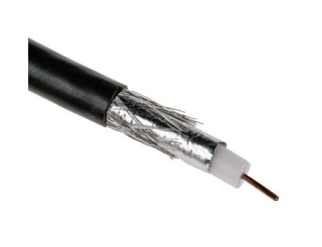 Kabel koncentryczny, 100m, RG6, Polichlorek winylu PVC, Czarny Bez zakończenia Bez zakończenia 100m, RS PRO Bez