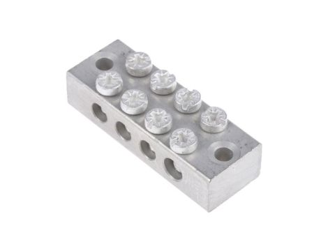 Listwa zaciskowa uziemienia, 0 → 16 AWG, l. żył: 4, zakończenie: Wkręcane, Mosiądz