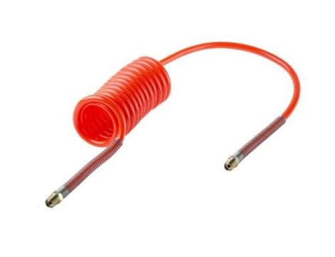 Przewód pneumatyczny spiralny 2m Czerwony, PUR, BSPT 1/4i148 męskie RS PRO