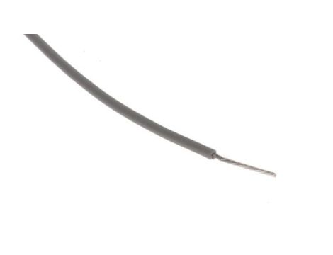 Przewód do urządzeń PTFE PTFE Szary, 100m 0,22 mm 7/0,2 mm, 600 V, -75 → +200C, Ø 1.2mm, RS PRO BS3G210
