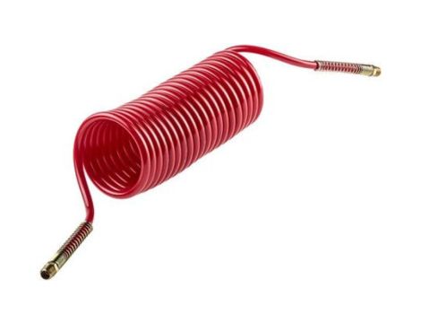 Przewód pneumatyczny spiralny 3.6m Czerwony, Nylonowe, Złącze BSP 1/4 cala męskie RS PRO