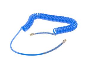 Przewód pneumatyczny spiralny 4m Niebieski, PUR, BSPT 1/4i148 męskie RS PRO