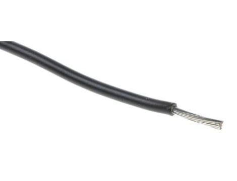 Przewód jednożyłowy linkowy, UL 3239, 0,2 mm, 11/0,16 mm, 24 AWG, XLPE, 6 kV DC, Czarny, dł. 100m, RS PRO