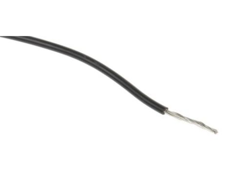 Przewód jednożyłowy linkowy, Przewód instalacyjny, 0,13 mm, 7/0,16 mm, 26 AWG, XLPE, 300 V, Czarny, dł. 100m, RS PRO