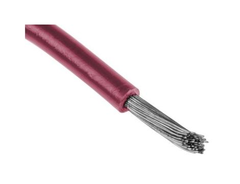 Przewód jednożyłowy linkowy, Przewód instalacyjny, 0,2 mm, 11/0,16 mm, 24 AWG, XLPE, 300 V, Czerwony, dł. 100m, RS PRO