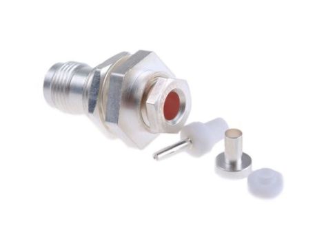 Złącze koncentryczne, 50, Żeński, zaciskane, Montaż w przegrodzie