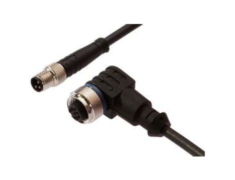 Złącze do samokonfekcjonowania M12 kątowe żeńskie M8 proste męskie 3-pinowe 3x0.34mm PUR IP67 5m VK500F60