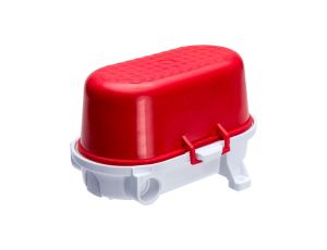 Oprawa kanałowa OVAL-7040B/K, E27, 40W, biała-bakelit, klosz czerwony-polipropylen, IP54, oprawa sygnalizacyjna A1170-P2