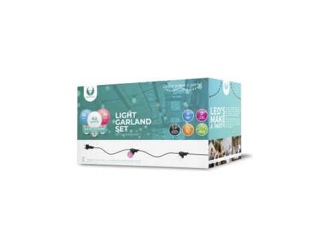 Girlanda świetlna 12mb zewnętrzna IP65 + 10 żarówek 2W G45 4x białe / 3x róż / 3x nieb / Forever Light