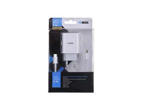 ŁADOWARKA SIECIOWA I-BOX C-36 PD20W USB-C + USB-A