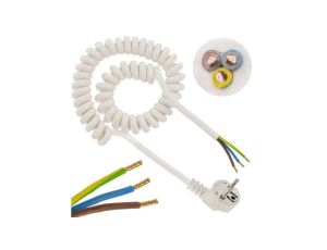 Przewód OMY spiralny H03VVH8-F z wtyczką 3x1,5 0,7m / 4m biały
