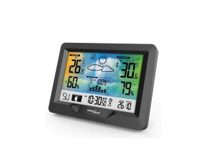 Stacja pogodowa bezprzewodowa kolorowa z systemem DCF GreenBlue GB540, fazy księżyca, barometr, kalendarz