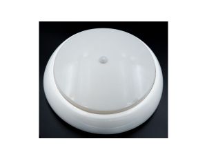 Oprawa KAJKO XL, E27 z czujnikiem ruchu PIR, 75W, biała-polipropylen, klosz przeźroczysty-poliwęglan, IP44, IK10 A2900-P-PIR