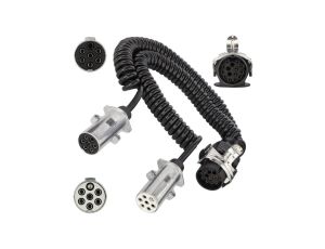 Spiralny adapter kablowy QLY-s do naczepy 24V wtyk 15-pin / 2 metalowe wtyki 7-pin typu N+S 4,5m