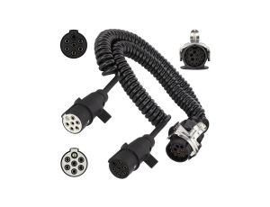Spiralny adapter kablowy QLY-s do naczepy 24V wtyk 15-pin / 2 plastikowe wtyki 7-pin typu N+S 4,5m