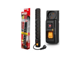Przedłużacz przeciwprzepięciowy 5-gniazd z/u ACAR S10 5m czarny