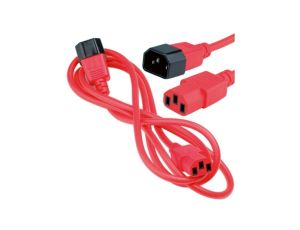Przedłużacz zasilający 230V IEC320 C14/ C13 1,8m czerwony