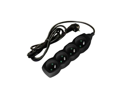 Przedłużacz prądowy 1,5m 4xGN (2P+Z) czarny