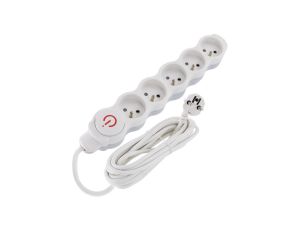 Przedłużacz prądowy 1.5m 5xGN (2P+Z) 3x1mm2 z wyłącznikiem