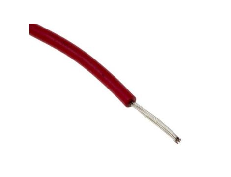 Przewód jednożyłowy linkowy, UL 3239, 0,2 mm, 11/0,16 mm, 24 AWG, XLPE, 6 kV DC, Czerwony, dł. 100m, RS PRO