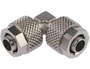 Adapter gwintowany typu kolanko rura – rura, Wciskane 8 mm, Wciskane 8 mm, Żeńskie, Żeńskie, 15 barów