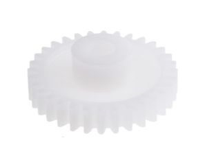 Koło zębate walcowe, moduł: 1, l.zębów: 32, śr. piasty: 14mm, śr. otworu: 6mm, POM