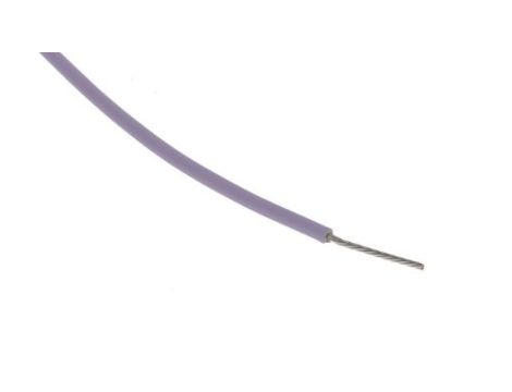 Przewód do urządzeń PTFE PTFE Fioletowy, 100m 0,12 mm 7/0,15 mm, 300 V, -75 → +200C, Ø 0.8mm, RS PRO BS3G210