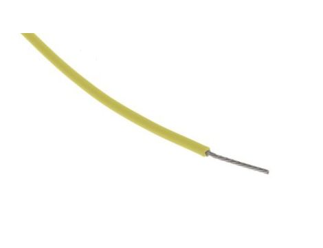 Przewód do urządzeń PTFE PTFE Żółty, 25m 0,34 mm 19/0,15 mm, 600 V, -75 → +200C, Ø 1.35mm, RS PRO BS3G210