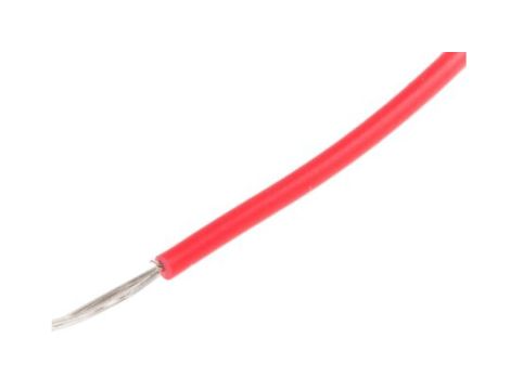 Przewód jednożyłowy linkowy, Przewód instalacyjny, 0,13 mm, 7/0,16 mm, 26 AWG, PVC, 300 V, Czerwony, dł. 100m, RS PRO