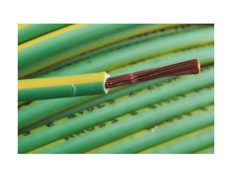 Przewód jednożyłowy linkowy, 2491B, 2.5 mm, 50/0,25 mm, 13 AWG, Bezhalogenowe, 750 V, Zielony/Żółty, dł. 100m, RS PRO