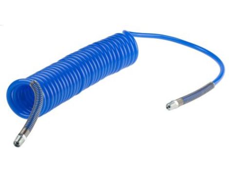 Przewód pneumatyczny spiralny 4m Niebieski, PUR, BSPT 1/4i148 męskie RS PRO