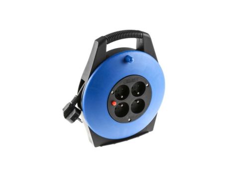 10m Przedłużacz bębnowy 10m 1 mm 4 gniazda 10A 230 V AC CEE 7/7 niemieckie Schuko/francuskie Czarny PVC Typ E -