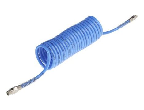 Przewód pneumatyczny spiralny 3.6m Niebieski, Nylonowe, Złącze BSP 1/4 cala męskie RS PRO