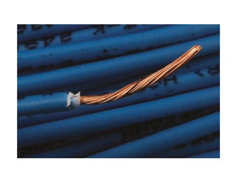 Przewód jednożyłowy linkowy, 2491B, 0,75 mm, 24/0,2 mm, 18 AWG, Bezhalogenowe, 500 V, Niebieski, dł. 100m, RS PRO