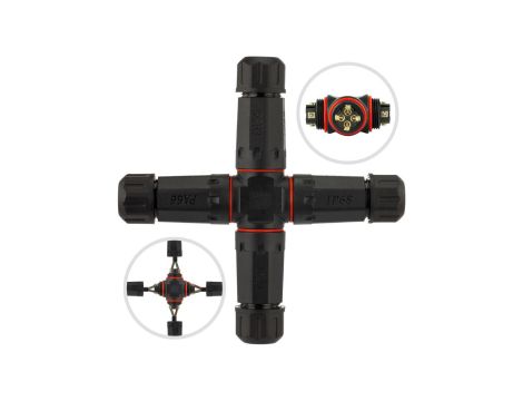 Mufa hermetyczna z dławikami 4x2,5mm2 IP68 PA66 250V czwórnik czarna NEKU