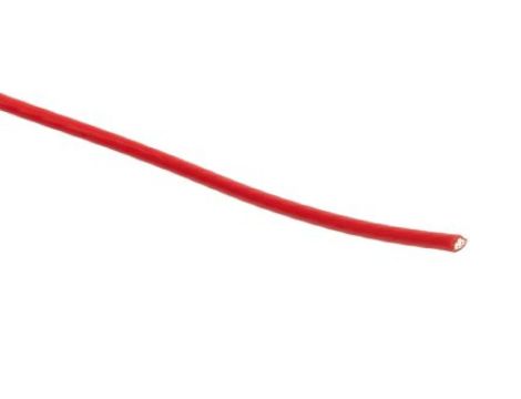 Przewód do urządzeń PTFE PTFE Czerwony, 100m 0,22 mm 7/0,2 mm, 300 V, -75→ +200 C., Ø 0.95mm, RS PRO BS3G210