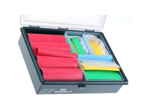 Zestaw tulei kablowej Blue, Red, White, Yellow Poliolefina, 2:1, 3:1 Shrink Ratio RS PRO 12.7 mm, 19.1 mm, 25.4 mm,