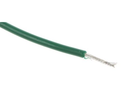 Przewód jednożyłowy linkowy, Przewód do urządzeń, 0,26 mm, 3/0,07 mm, 23 AWG, PVC, 250 V, Zielony, dł. 100m, RS PRO
