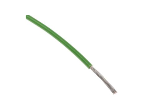 Przewód do urządzeń PTFE PTFE Zielony, 100m 0,34 mm 19/0,15 mm, 600 V, -75 → +200C, Ø 1.35mm, RS PRO BS3G210