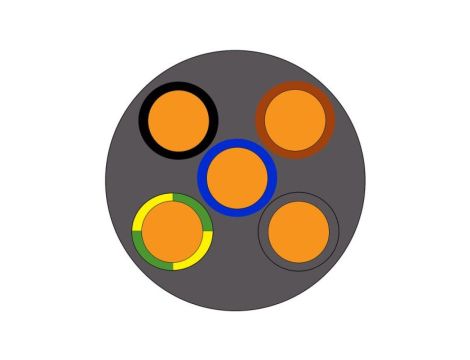 Przewód zasilający 5 Core Polichlorek winylu PVC Sheath Szary 12mm od , 500 V