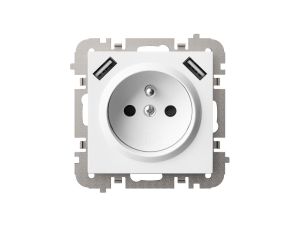 Vestra Gniazdo 2P+Z 2xUSB zasilające bez ramki podtynkowe IP20 biały 3888-10