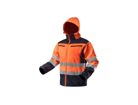 Kurtka robocza ostrzegawcza softshell z kapturem, pomarańczowa, rozmiar M 81-701-M