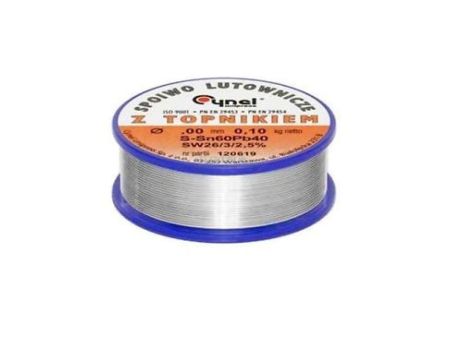 Cyna lutownicza spoiwo lutownicze topnikiem 2mm 100g SN60PB40 SN60PB40