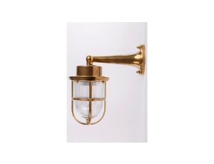 KINKIET mosiężny 63, E27, 60W, klosz przeźroczysty-szkło, IP64, siatka mosiężna A63