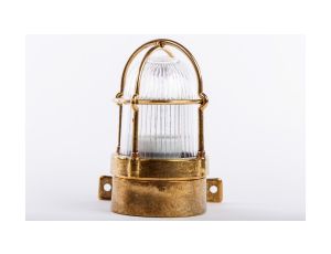 KINKIET mosiężny 43, E27, 40W, klosz przeźroczysty-szkło, IP64, siatka mosiężna A43